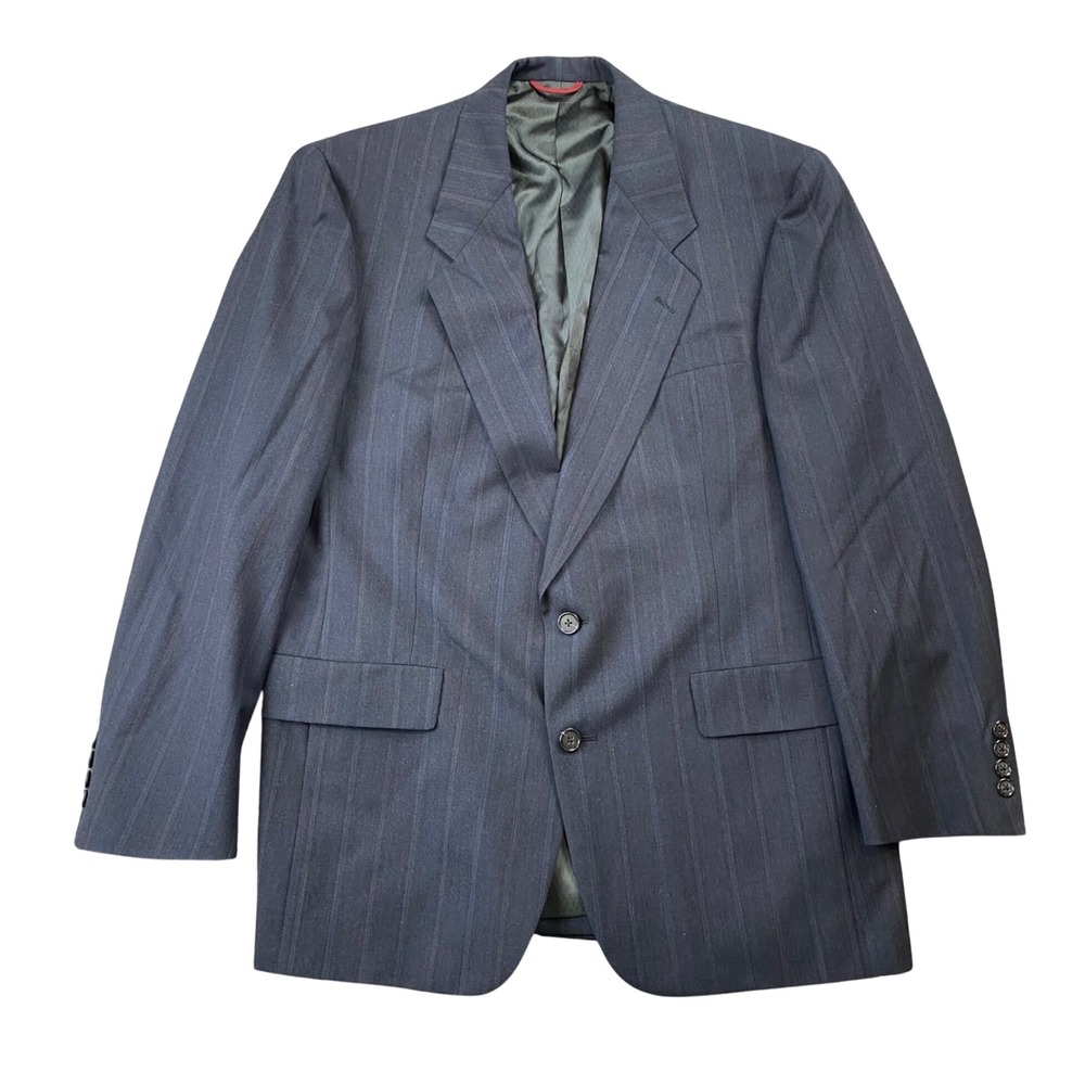 Hart Schaffner Marx Mens 40R Vintage Navy Pinstripe Wool Blazer USA Union Made